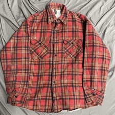 Vintage Sears Work Leisure Perma Prest Insulated Lined Red Flannel Shirt Size XL