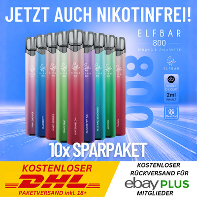 10x ELFBAR 800 Züge E-Zigarette E-Shisha Sparpaket 0mg Nikotin I Vape NicSalt