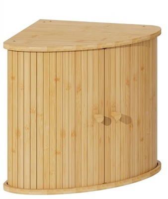 Corner Bread Box for Kitchen Countertop, Solid Wood Bread Box, Layer Wooden B...
