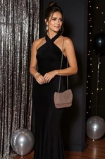 Le Regale Crossbody Bag Crystal Black Mesh Evening Purse Embellished Formal Glam