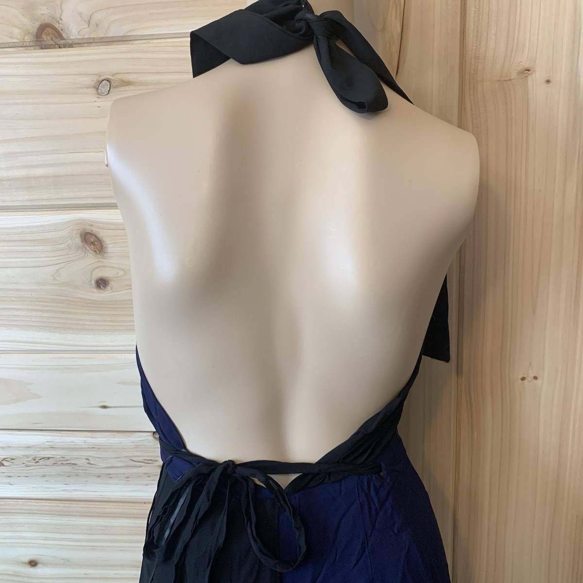 NWD Reformation Estella Dress In Black Royal Blue Color Block Viscose Wrap  Sz 6 | eBay