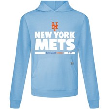 Men's Levelwear  Light Blue New York Mets Relay Center Stage Long Sleeve Hooded