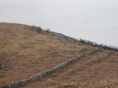 Foto A3 Mauer hinunter zum Ufer des Loch Fyne Crarae c2013