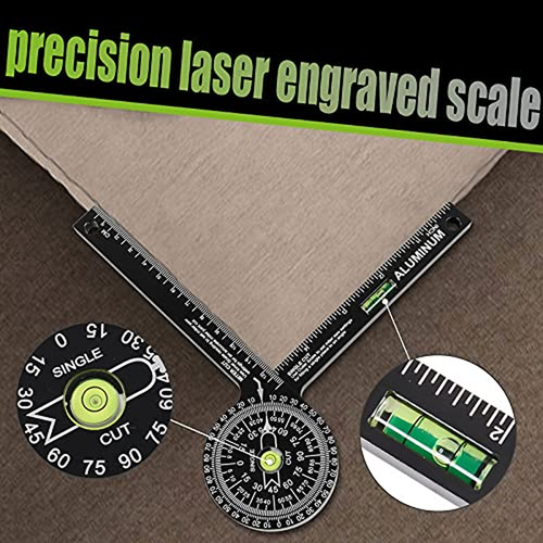 Miter Saw Protractor,Aluminum Protractor Angle Finder with Level Gauge High Prec - Picture 5 of 12
