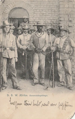 DSWA AK Herero Häuptlinge vom Restaurant Klucke Jakalswater 1907, Ecken rund - Bild 1 von 2