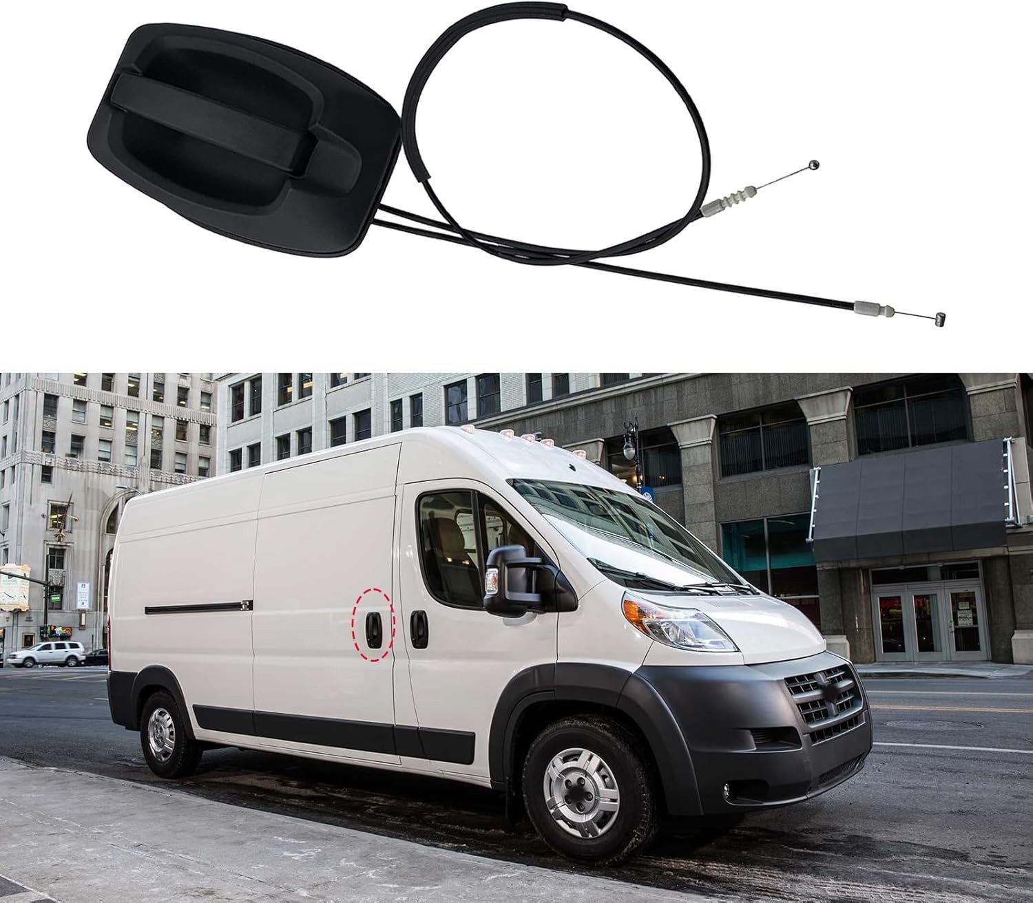 LH/RH Sliding Door Handle With Cable For 14-22 ProMaster Van Assy EOA 5RK14JXWAB