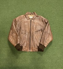 Vintage 90s Adam Spencer Brown Fleece Lined Leather Bomber Jacket - Size LG (42)