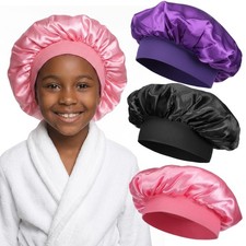 3 Pcs Kids Satin Bonnet Elastic Hair Bonnet for Toddlers Boys Girls Sleeping