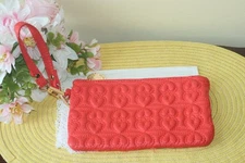 DEUX LUX QUILTED PUFFY HARTS RED SCARLET  ZIPPERED WRISTLET