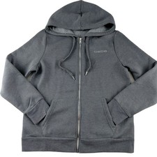 Bebe Full Zip Hooded Fleece Sweatshirt Women's L Charcoal Heather Rhinestones