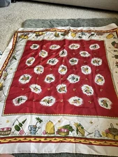 Vintage Pierre Deux 100% Square Silk Scarf RedProvencal French Country Basket