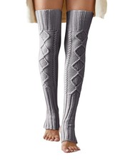 's Extra Long Stirrup Leg Warmers Winter Knitted Over Knee Thigh High Footles...