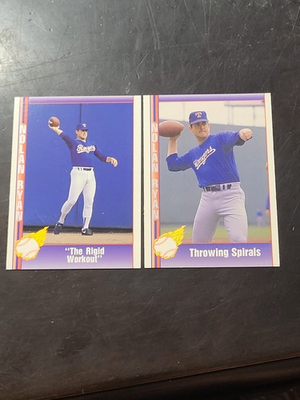 #ad 1991 Pacific Nolan Ryan quot;Throwing a Footballquot; 2 Card Lot $4.99