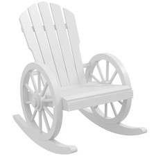Wooden Rocking Chair, Adirondack Rocker Chair w/ Slatted Design