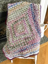 Crochet Granny Blanket Afghan Lapghan Baby Toddler Multicolor Chunky 29" x 29"