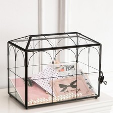 Wedding Card Box with Slot, 10.2'' Large Glass Card Boxes for Reception,...