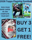 2026 Topps Flagship Football ? BASE SINGLES #1-250 U Pick Complete the Set ?