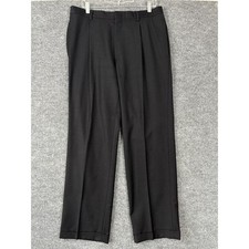 Versace Dress Pants Mens 34x31 Black Wool Pleated Cuffed Designer Preppy Italy