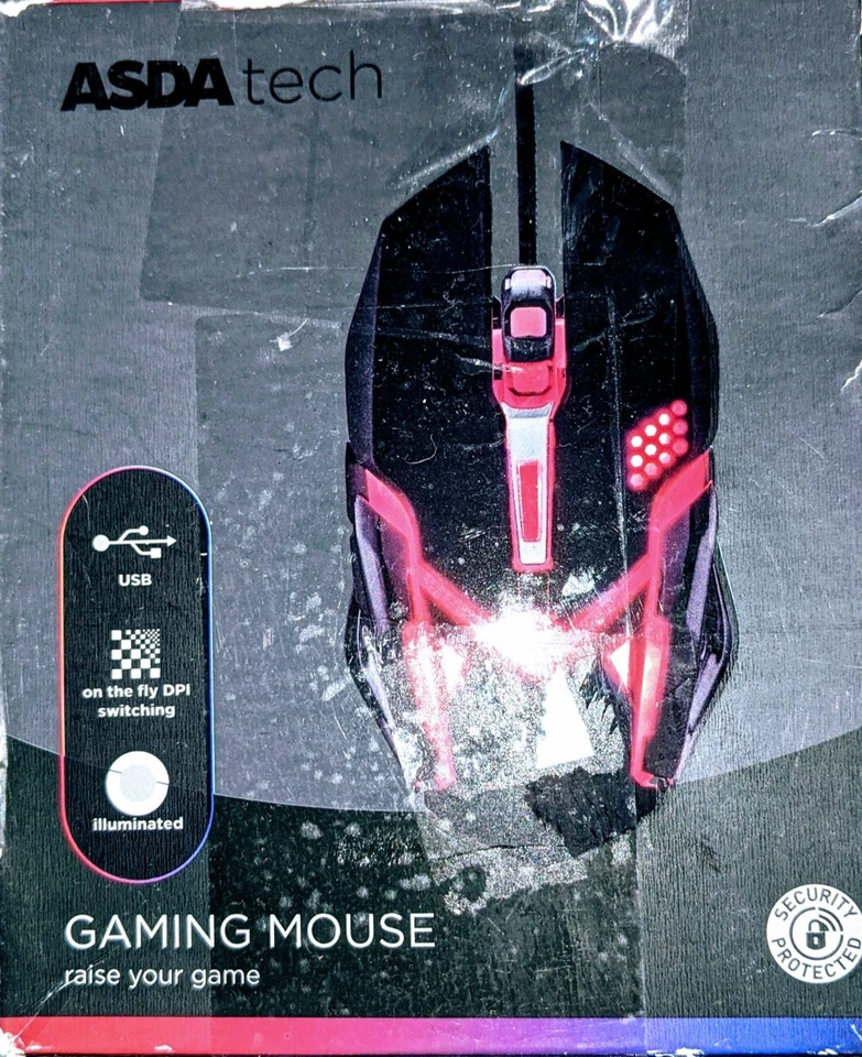 Asda tech illuminated gaming mouse - Black