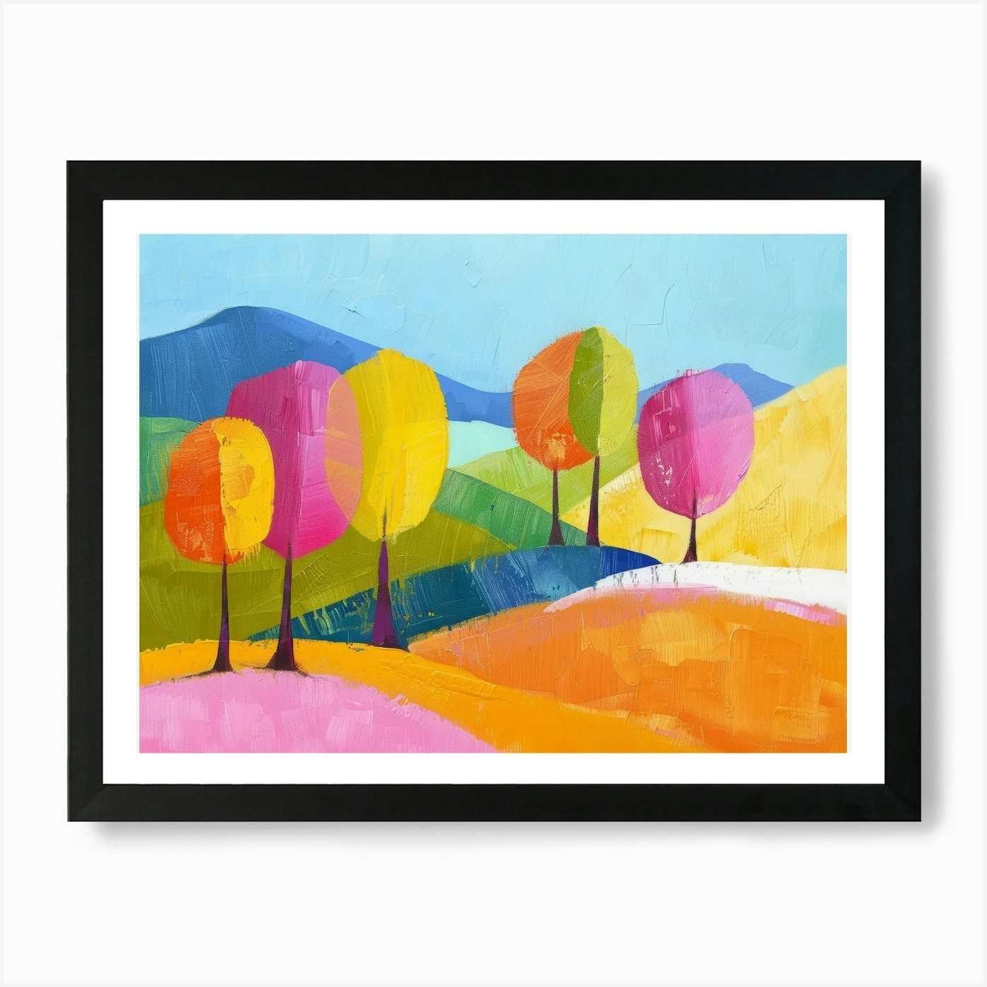 Colorful Trees 1 Art Print Framed Wall Art Poster Canvas Print Picture
