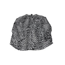 NWT J. Jill Wearever Leopard Print Button Down Blouse Grey Black Women 3X 280461