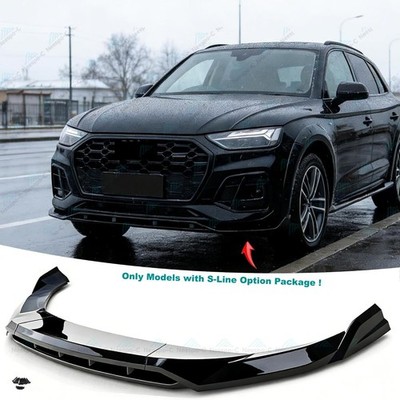 For AUDI SQ5 Q5 S Line mk2 Front Splitter Lip Double Deck Gloss Black 2021-2025
