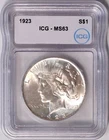 1923 Peace Silver Dollars MS63 ICG