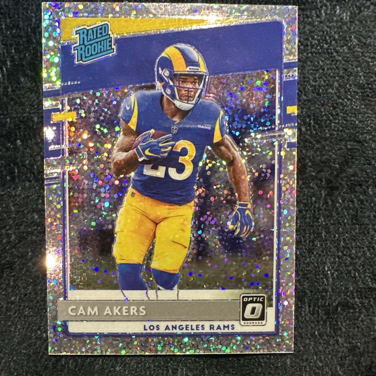 2020 Panini Donruss Optic Rated Rookies Cam Akers White Sparkle Prizm SP Rams