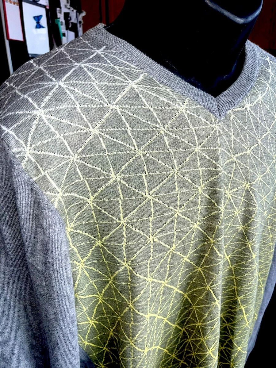 96 Hours PUMA x Neil Barrett Men’s V-Neck Ombre Grey Sweater-XL-ITALY-VGUC!