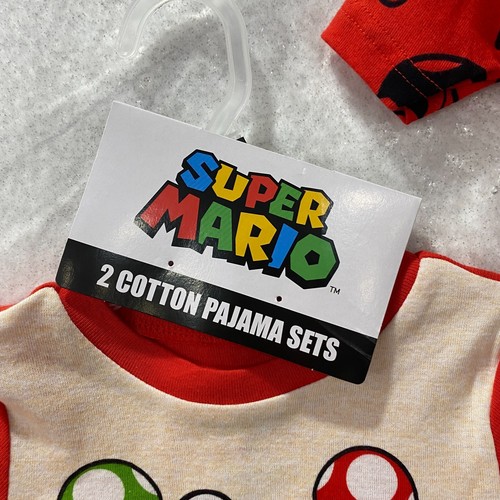 Super Mario Pajamas Kids 4 Red Long & Short 2 PK Nintendo Mario & Luigi New - Picture 2 of 17