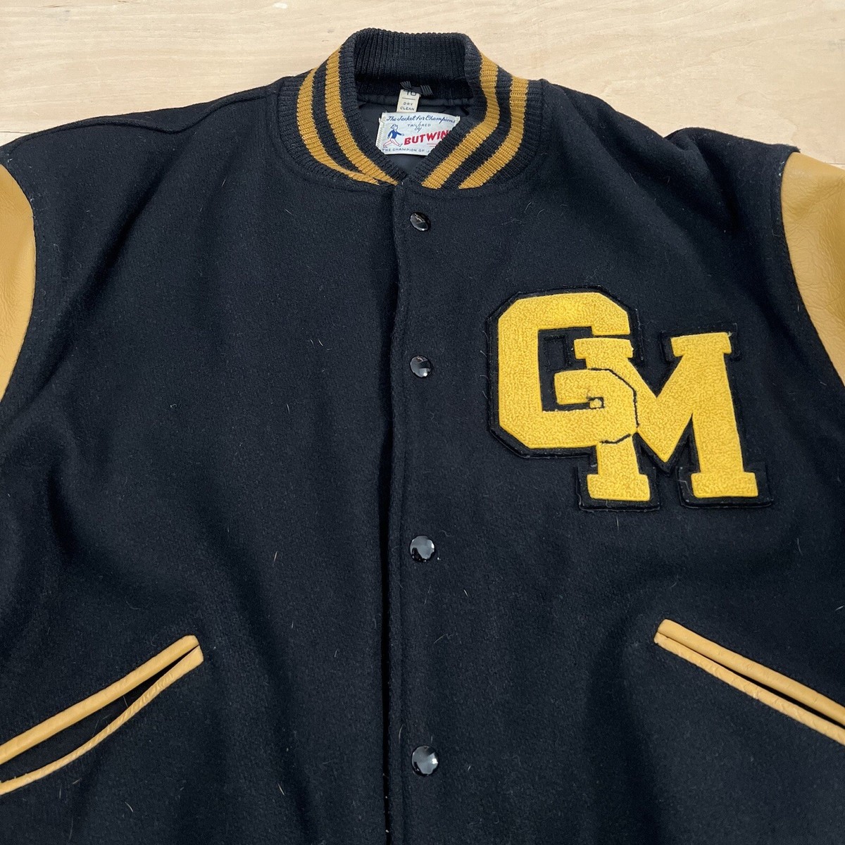 Vintage Butwin Letterman Jacket 40 Black Yellow 60s Wool Vintage Butwin Letterman Jacket 40 Black Yellow 60s Wool