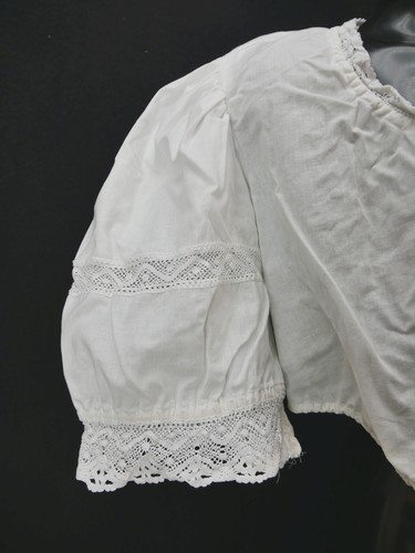 Gr.48 Dirndlbluse weiß Bluse für Dirndl Leico Baumwolle mit Spitze B10432 - Bild 3 von 4