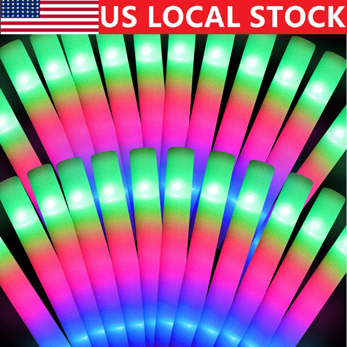 20-1000pcs Light up Foam Sticks Flashing LED Glow Sticks Wedding