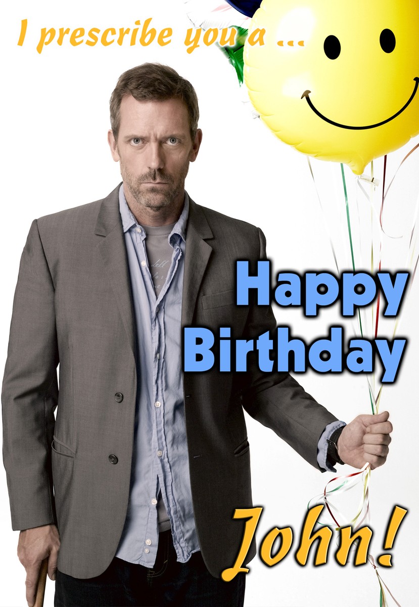 Dr House MD Hugh Laurie Get Well Personalised Greeting Happy