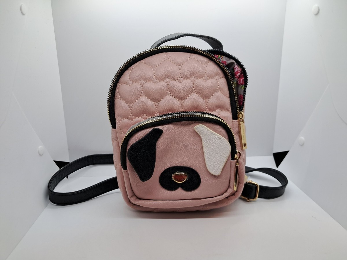 Betsey Johnson Puppy Pink Quilted Heart Mini Backpack with Stud Accents Betsey Johnson Bow Backpack Bags & Handbags for Women for  main image 4