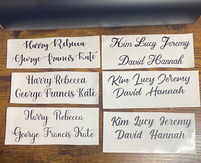Personalisierte MATTSCHWARZ Name/Wort x 10 Aufkleber Vinyl Weinglas Henne Hochzeit