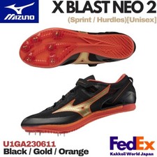 Mizuno Sprint Spike Shoes X BLAST NEO 2 Black/Gold U1GA2306 11 Sprint / Hurdles