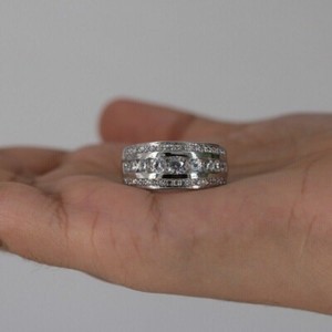 Authentic 2.00Ct Round Cut Simulated Diamond Engagement Wedding Ring 14k White Gold Plated