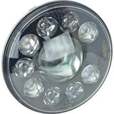 LED Headlight 7" Round 24-110V High/Low Beam 2000 Lumens Black Housing