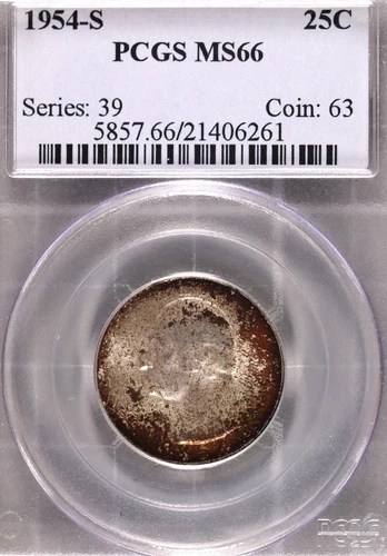1954-S Washington Silver Quarter PCGS MS-66 #6261