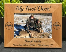 Personalized "First Deer" Hunting Frame – Engraved Wood Photo Gift for Hunters