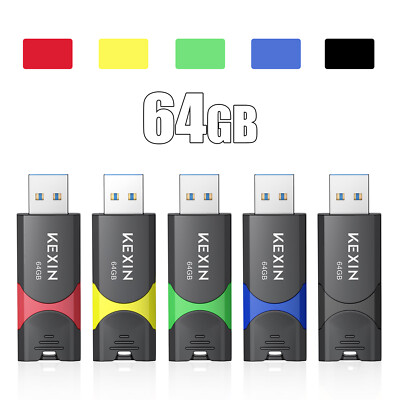 5Pack 64GB USB 3.0 Flash Drive Memory Stick Thumb Drive for File Data Storage