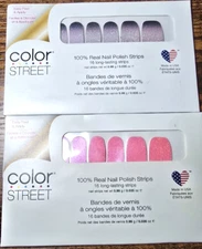 Color Street Lot of 2 Nail Polish Strips Pink Paradise Smoke & Mirrors Retired