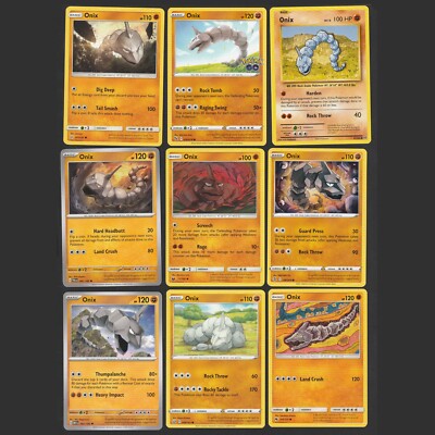 Onix Pokemon Card Collection Set of 9 English Cards Vintage Earth Type