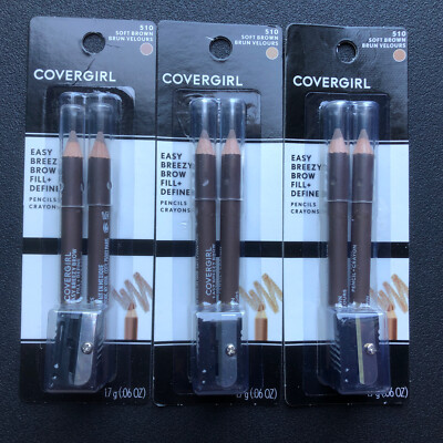 3* COVERGIRL Liner Easy Breezy Brow Fill + Define Pencils #510 Soft Brown