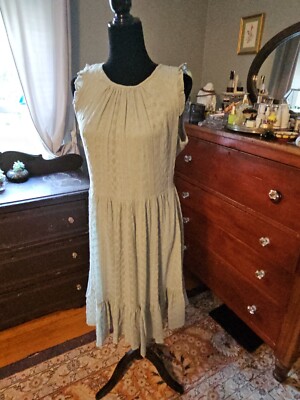 sage green eyelet dress Sage Floral Eyelet Lace V Neck Sleeveless Mini Dress main image 0