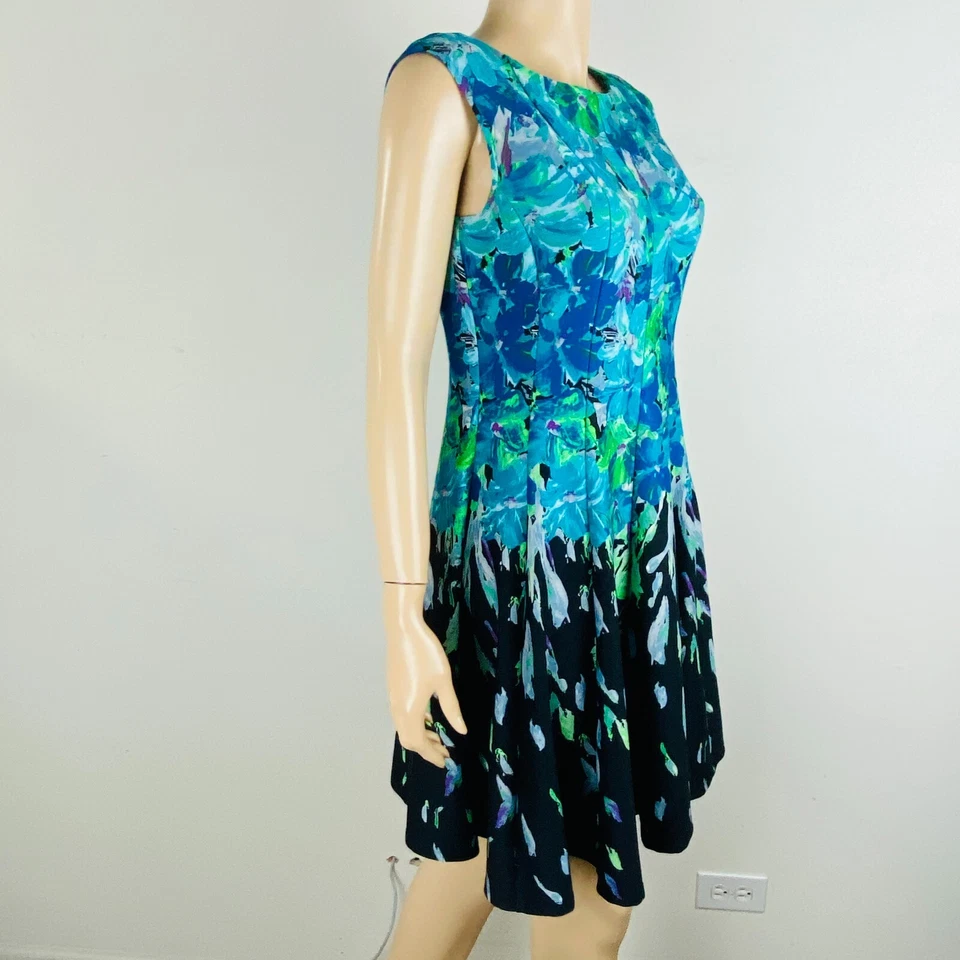 Dressbarn Fit Flare Dress Women's Size 4 Sleeveless Multicolor Abstract Floral - Image 4 of 4