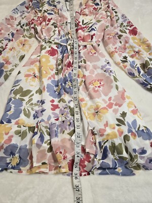 en saison constantia floral chiffon dress EN SAISON Constantia Floral Print Ruffle Wrap Dress Long Sleeve Small