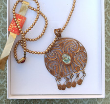 Collana Vintage Filigrana Yemenita Quercia Israele Oro Maiorca Perle Boemia Nuova