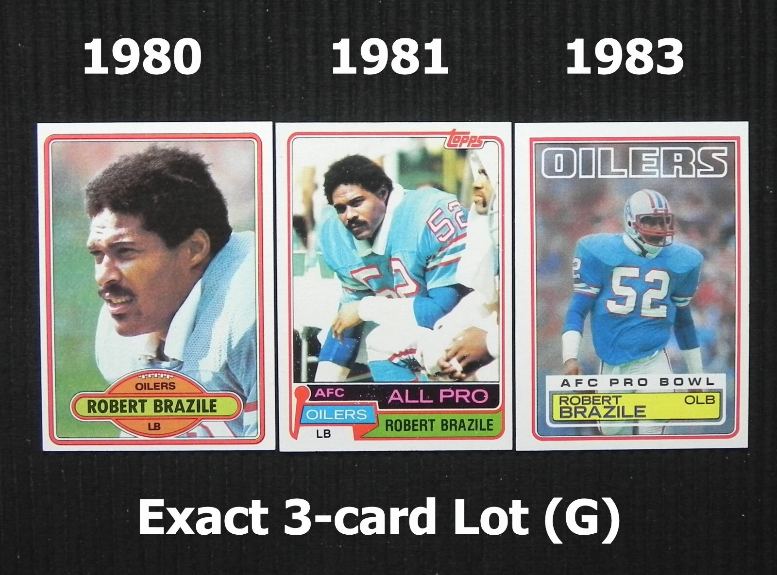 Robert Brazile 1980-1981-1983 Topps Exact 3-Card Lot (G) #'s 79-450-275